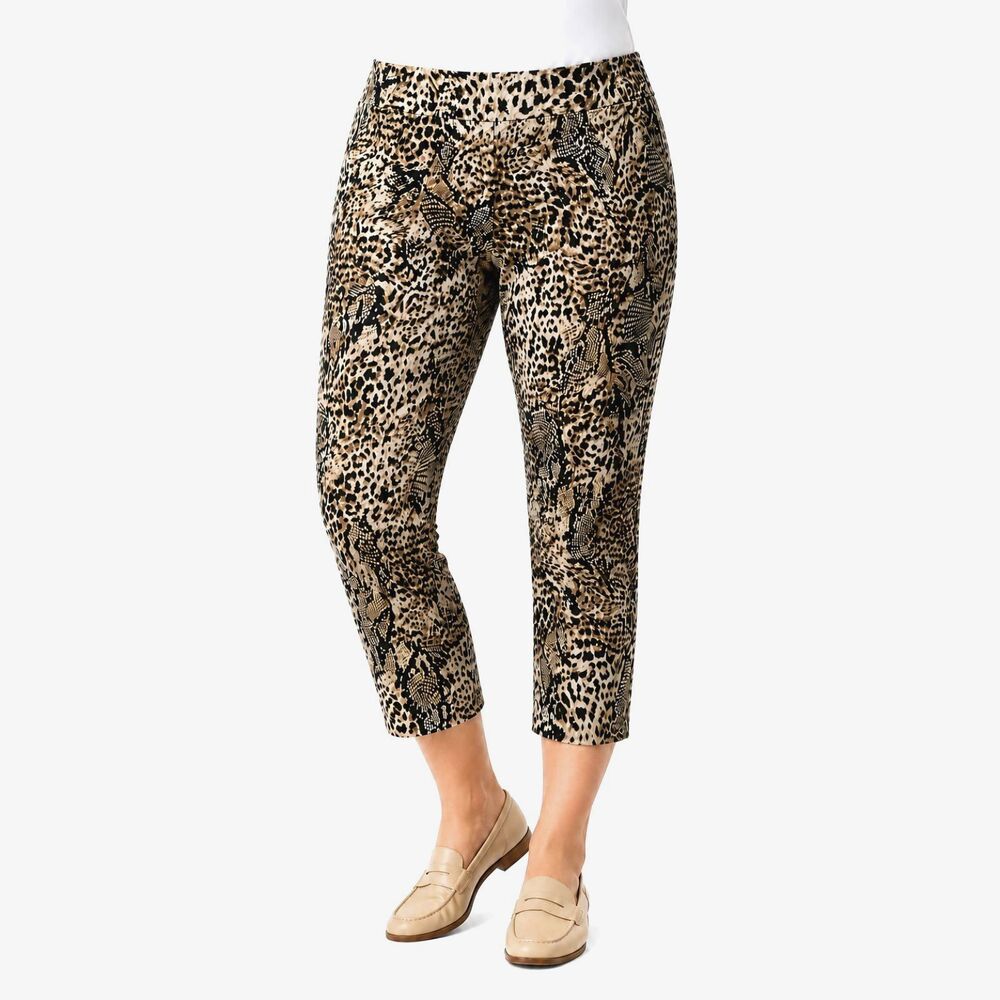 Chico's Brigitte Crop Mix Animal Print Pants Size 2 (US 12)
